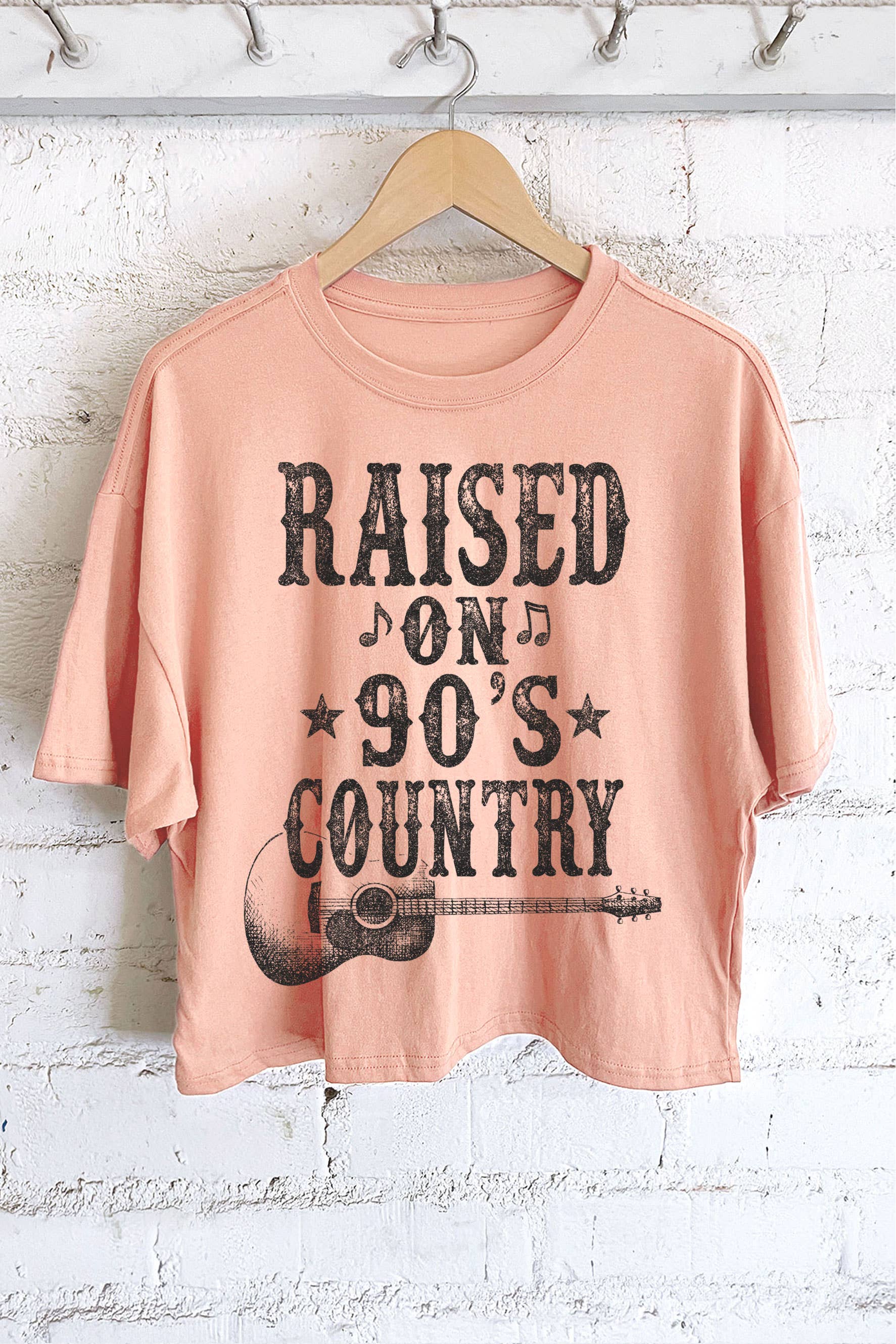 RAISED ON 90'S COUNTRY MUSIC GRAPHIC LONG CROP TOP