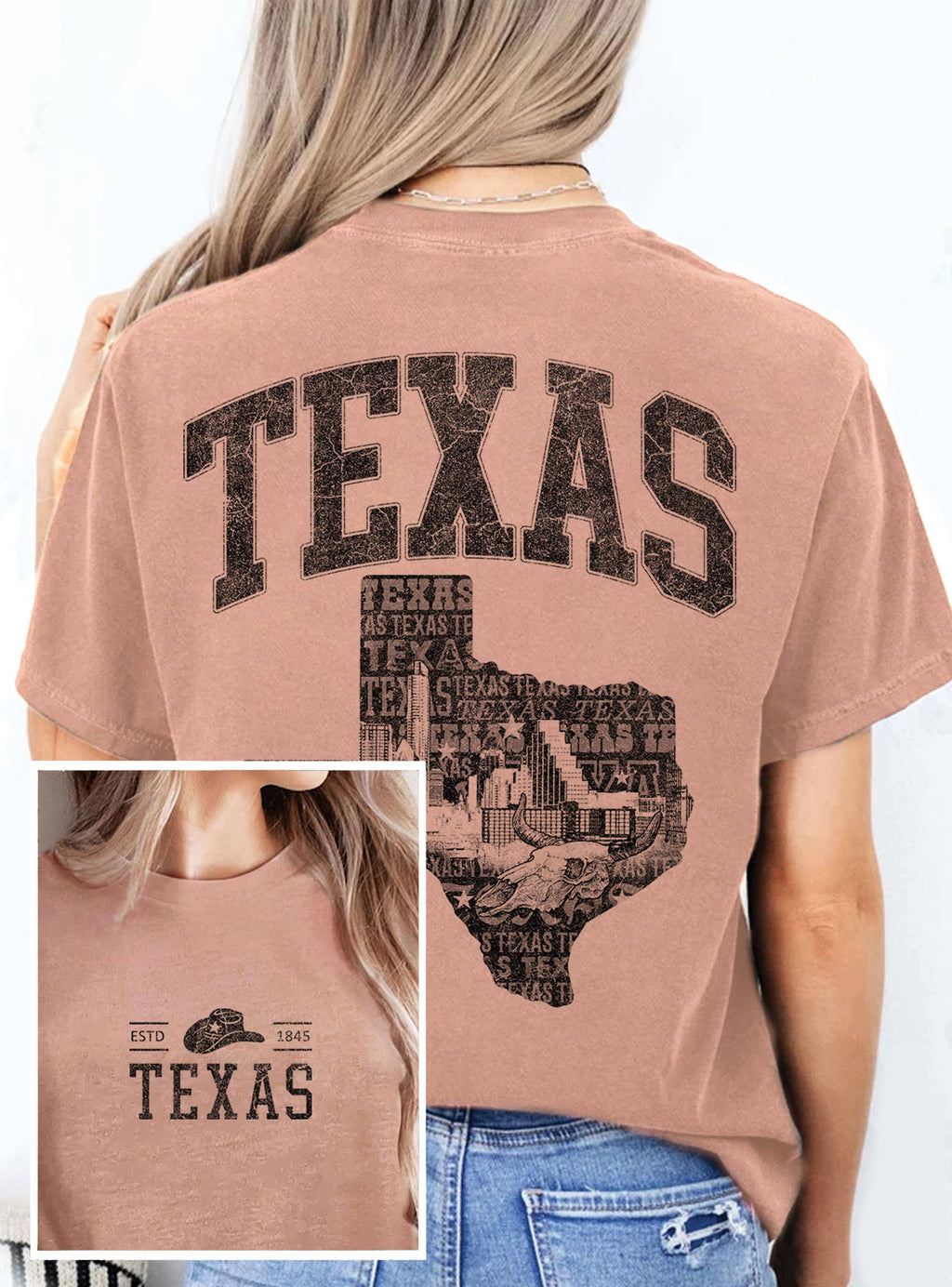 TEXAS STATE FRONT&BACK  GRAPHIC T SHIRTS
