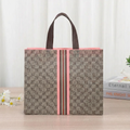 50pcs, 4 Sizes Luxury Grid Pink Stripes Non-woven Gift Bag