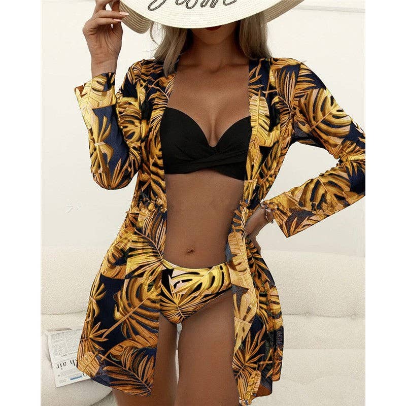 Printed Bikini Set Three Piece