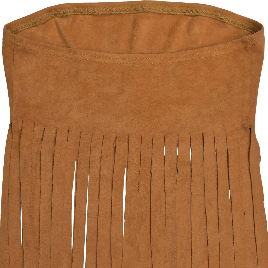 Strapless bohemia sexy faux suede bandeau fringed maxi top