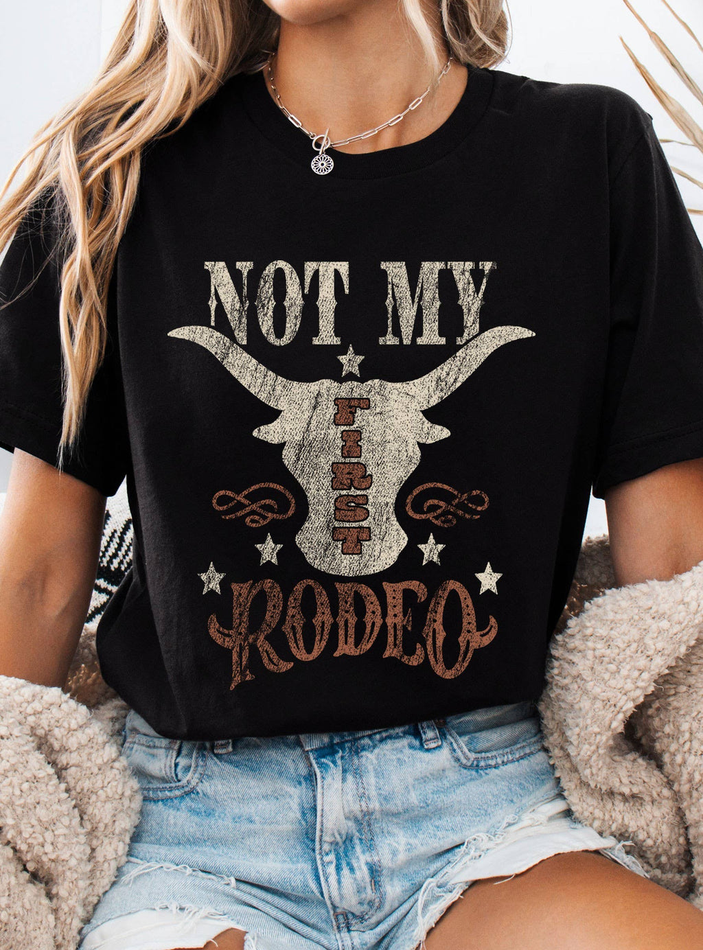 NOT MY FIRST RODEO COW GRAPHIC TSHIRTS