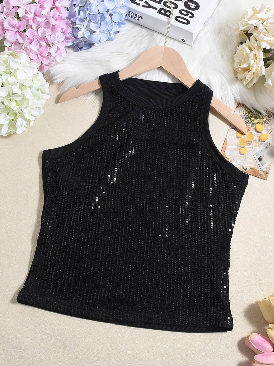 Party vest leopard print sequin tank top