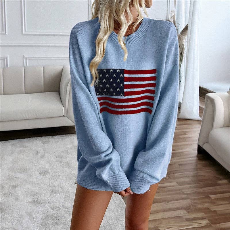 Loose Fit Color Block Casual Pullover Sweater