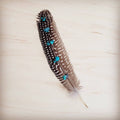 Spotted Turkey Feather Hat Accent w/ Turquoise Stones 954v