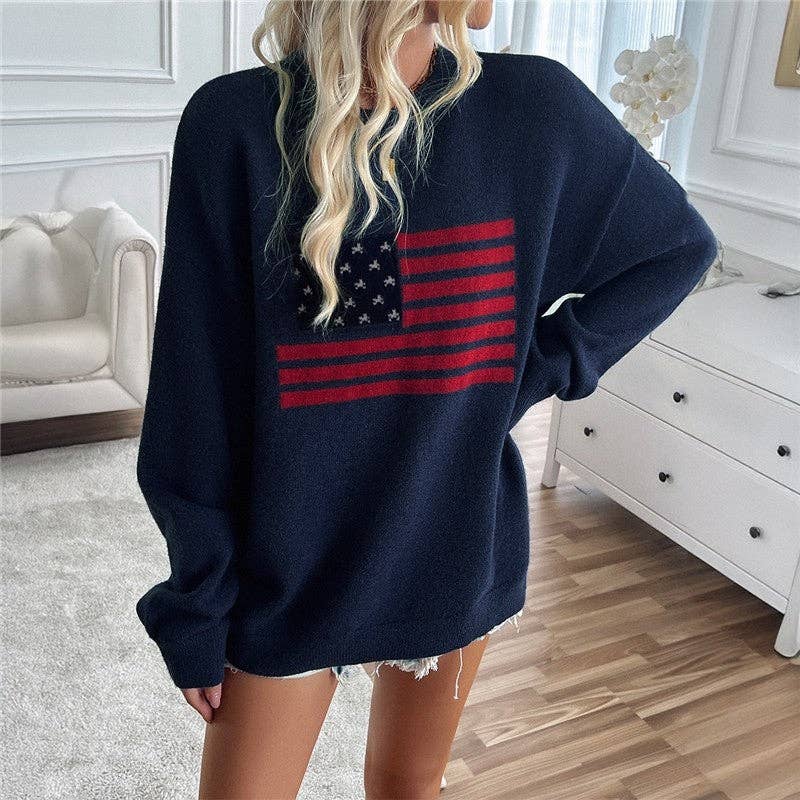 Loose Fit Color Block Casual Pullover Sweater