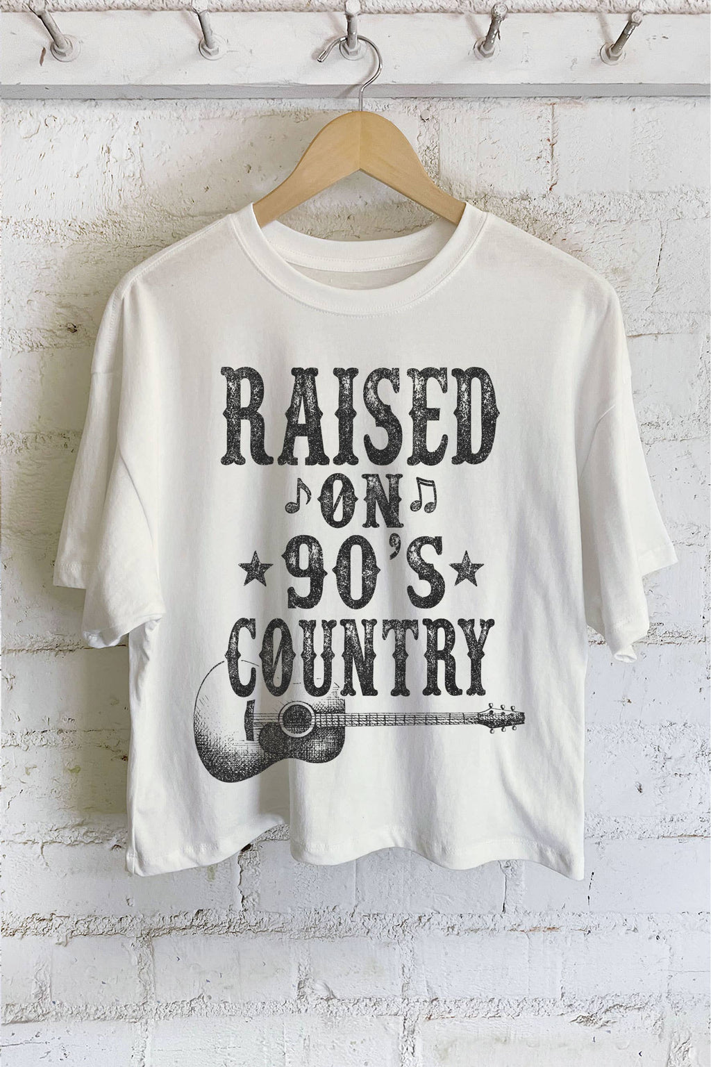 RAISED ON 90'S COUNTRY MUSIC GRAPHIC LONG CROP TOP