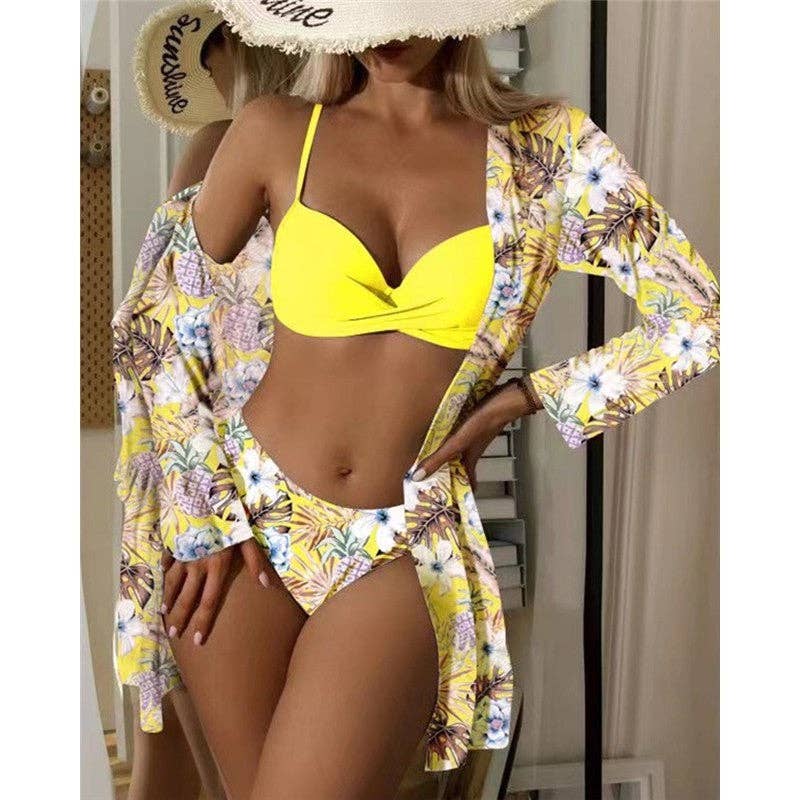 Printed Bikini Set Three Piece