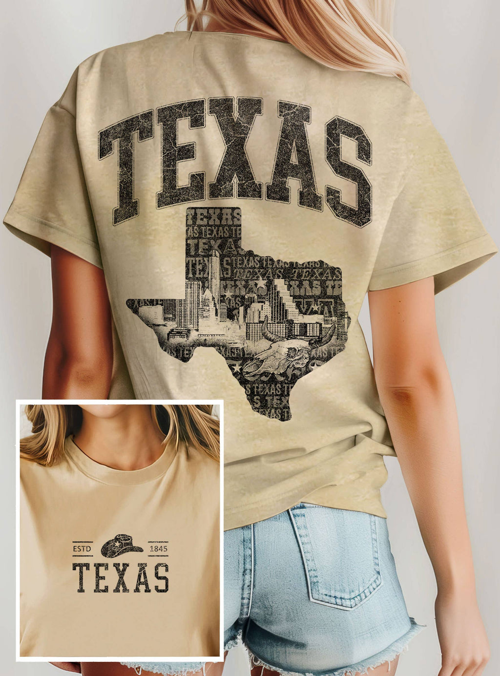 TEXAS STATE FRONT&BACK  GRAPHIC T SHIRTS