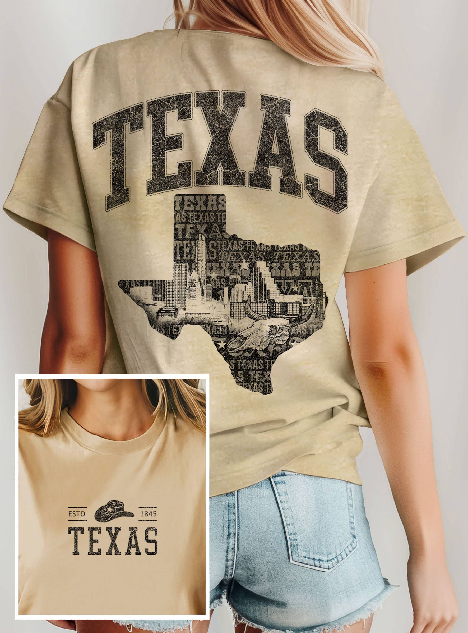 TEXAS STATE FRONT&BACK  GRAPHIC T SHIRTS