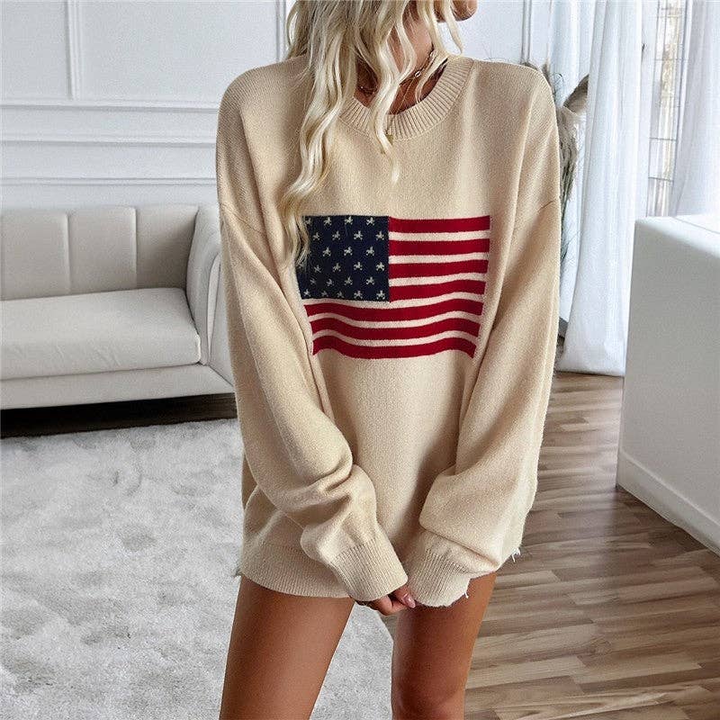 Loose Fit Color Block Casual Pullover Sweater