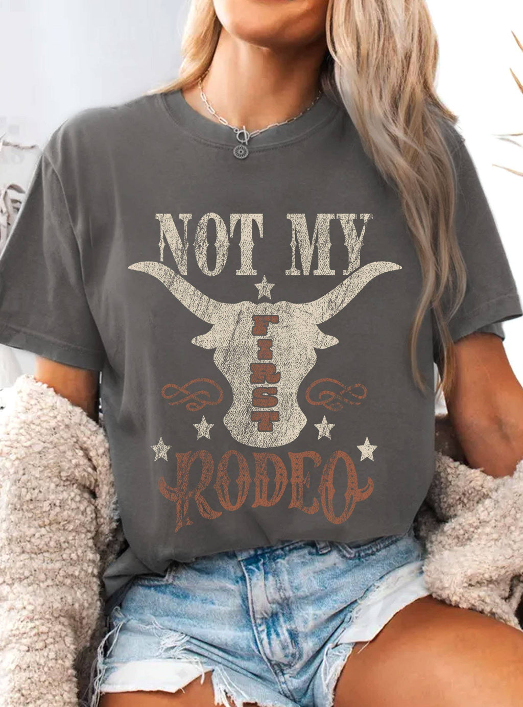 NOT MY FIRST RODEO COW GRAPHIC TSHIRTS