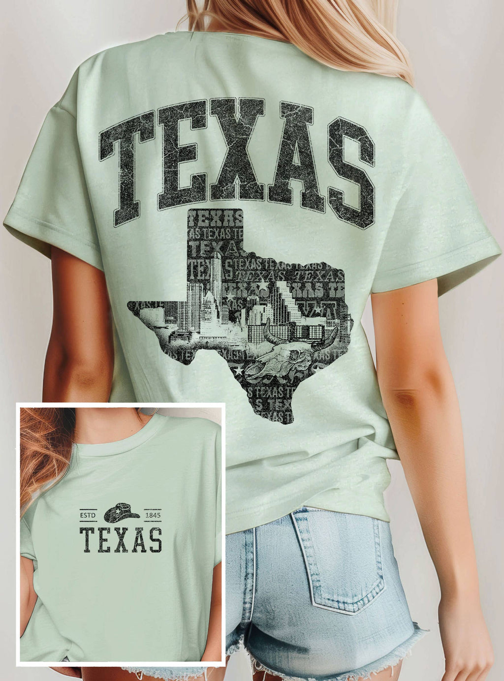 TEXAS STATE FRONT&BACK  GRAPHIC T SHIRTS