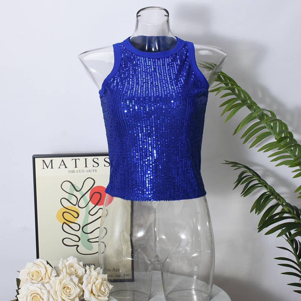 Party vest leopard print sequin tank top