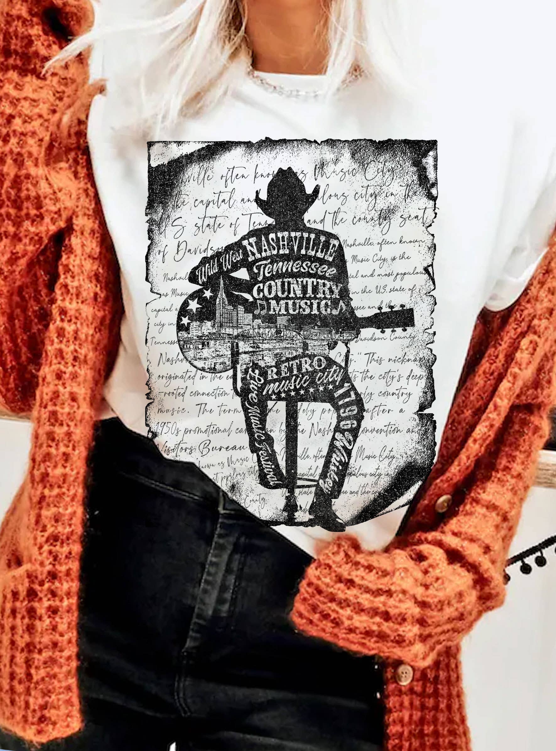 NASHVILLE COUNTRY MUSIC GRAPHIC T SHIRTS