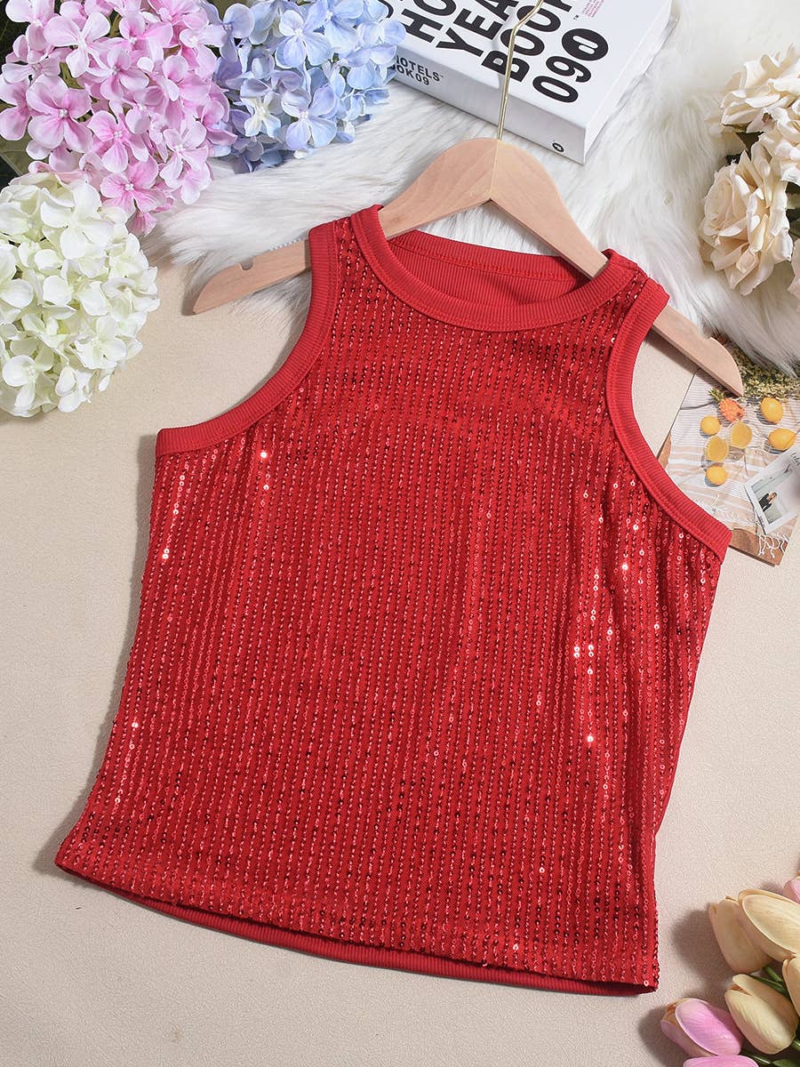 Party vest leopard print sequin tank top