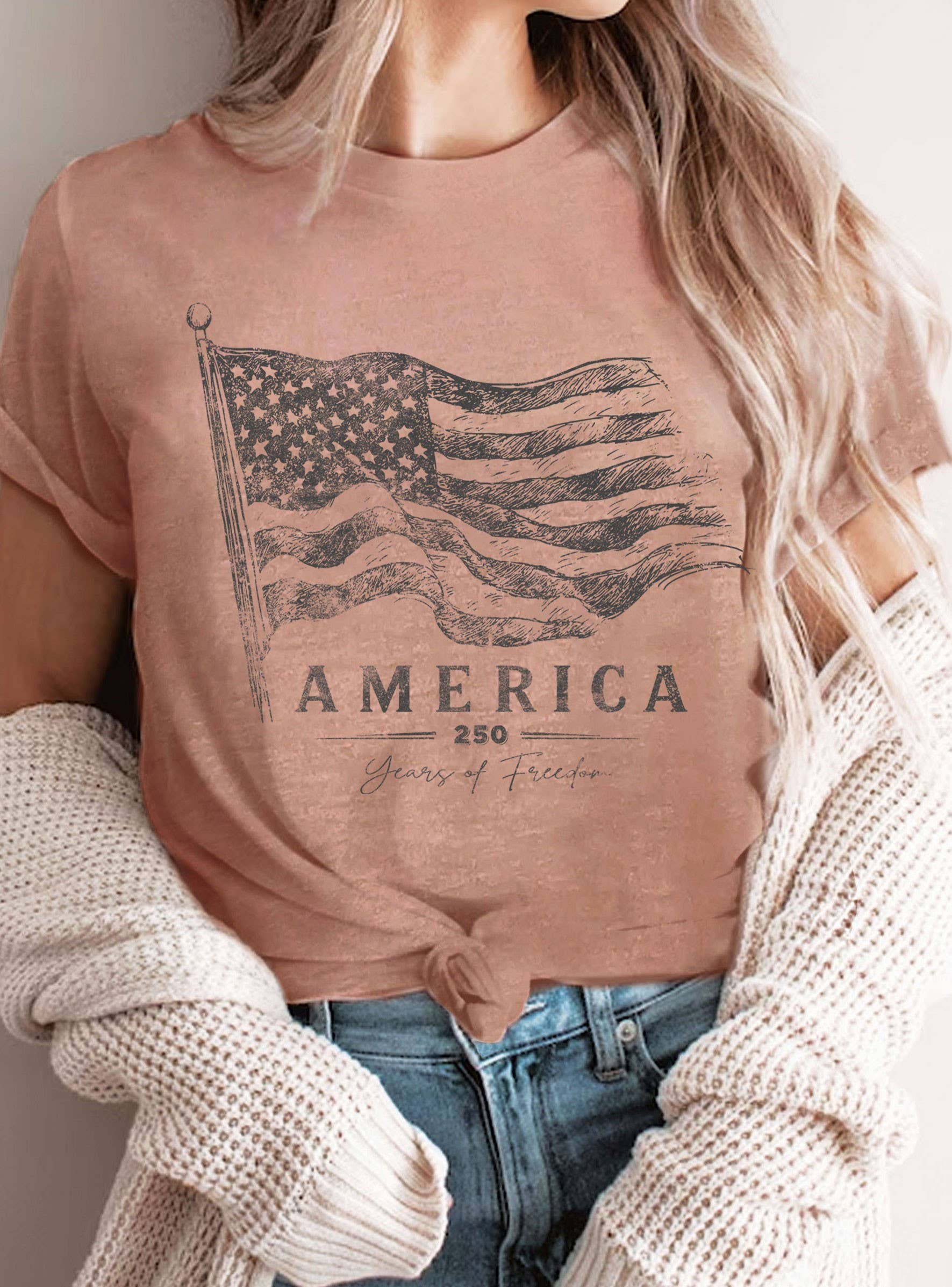 AMERICA 250 YEARS OF FREEDOM FLAG GRAPHIC TSHIRTS