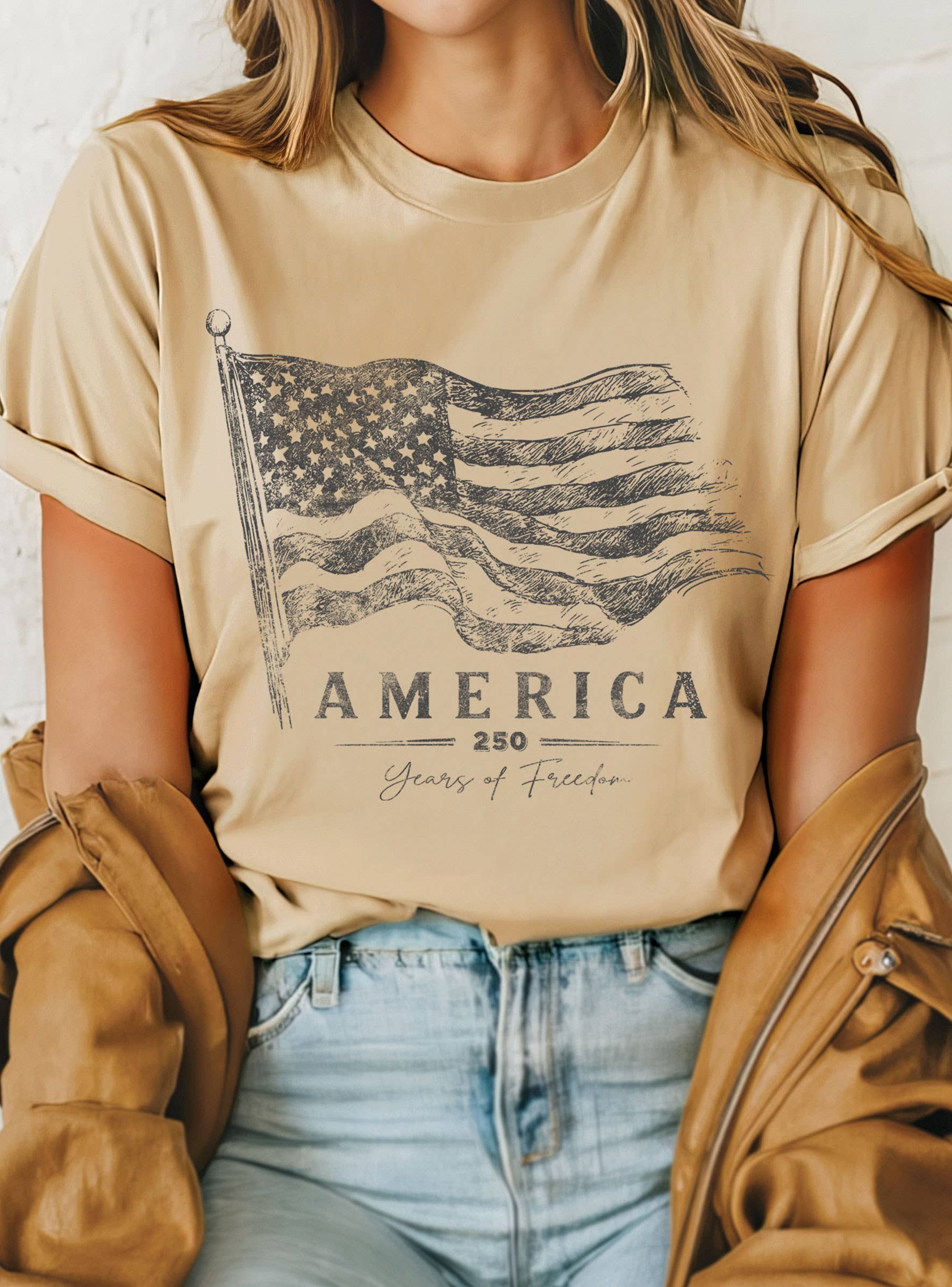 AMERICA 250 YEARS OF FREEDOM FLAG GRAPHIC TSHIRTS