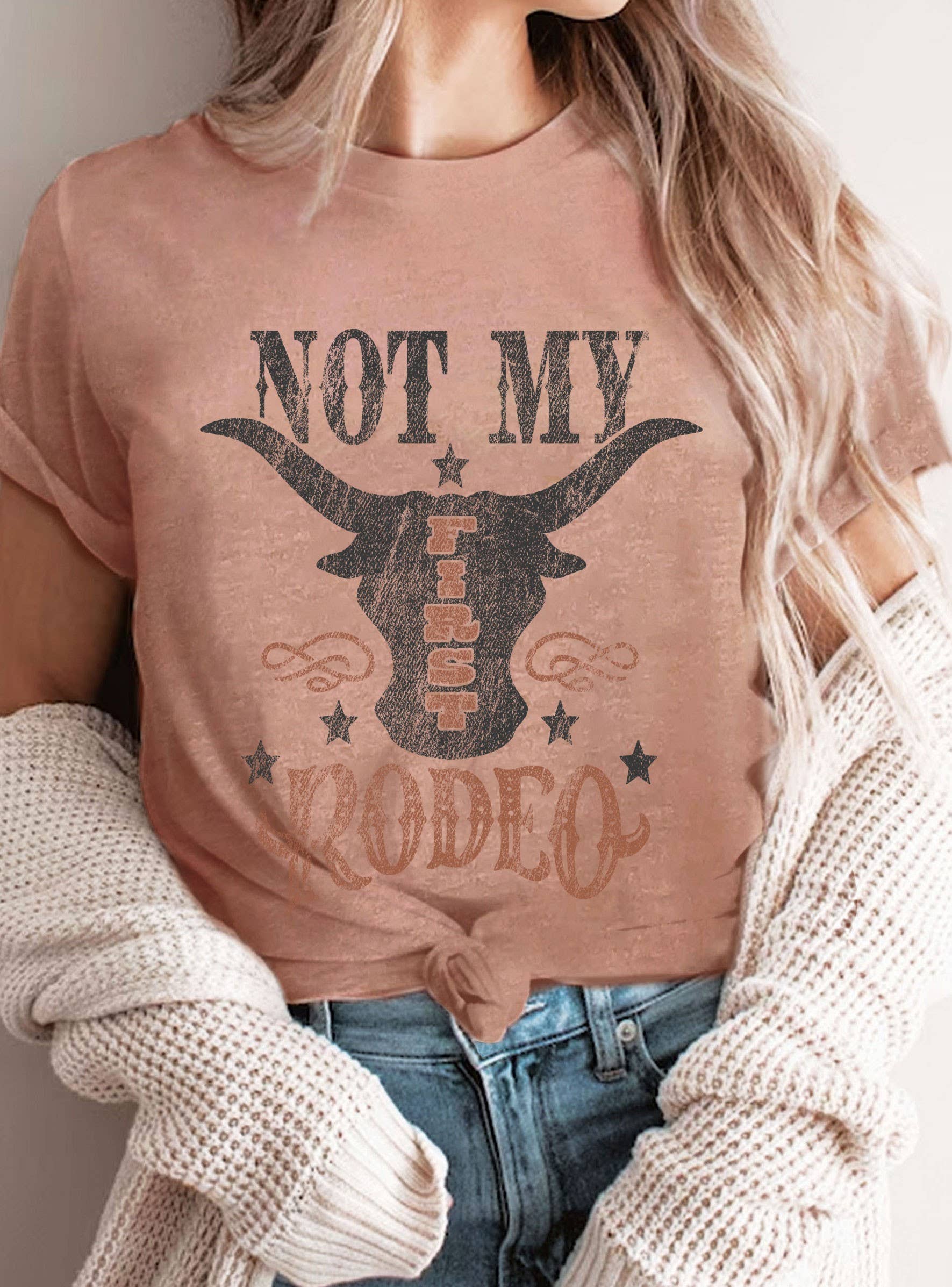 NOT MY FIRST RODEO COW GRAPHIC TSHIRTS