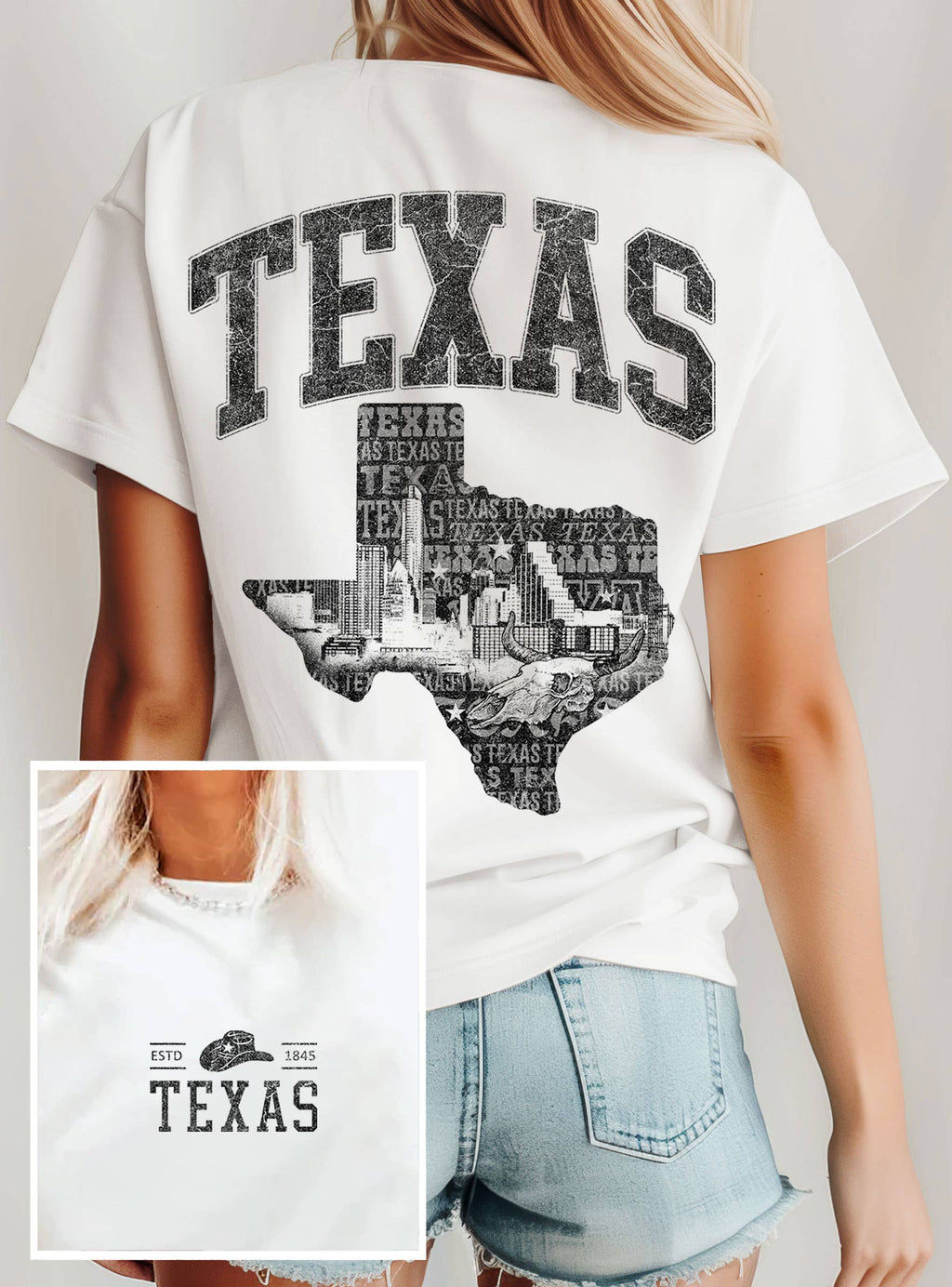 TEXAS STATE FRONT&BACK  GRAPHIC T SHIRTS
