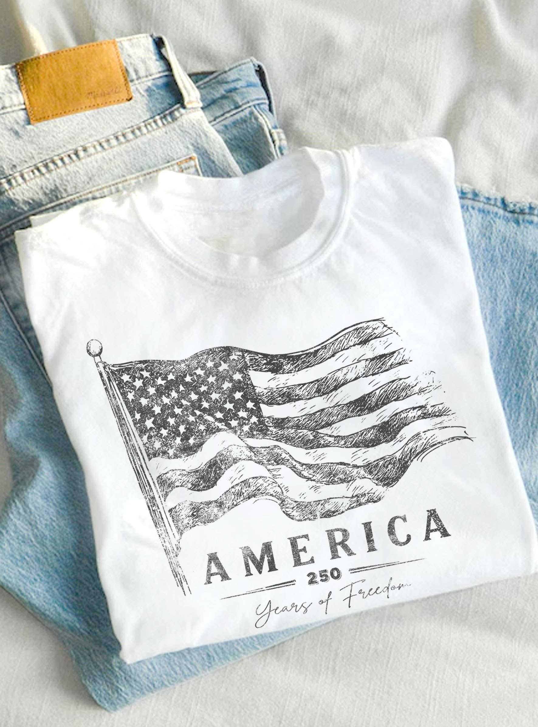 AMERICA 250 YEARS OF FREEDOM FLAG GRAPHIC TSHIRTS
