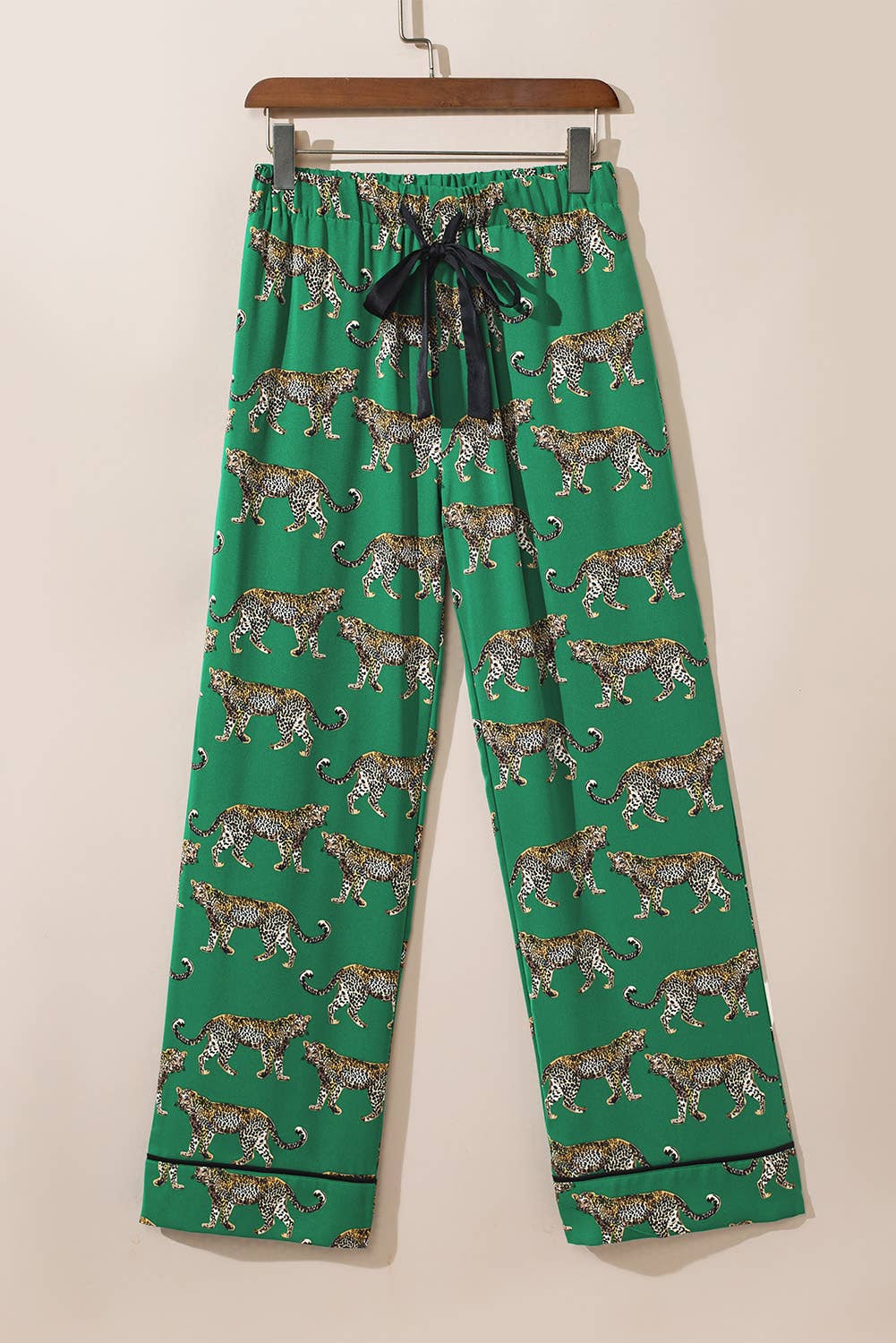 Cheetah Print Short Sleeve Shirt and Pants Pajama Set