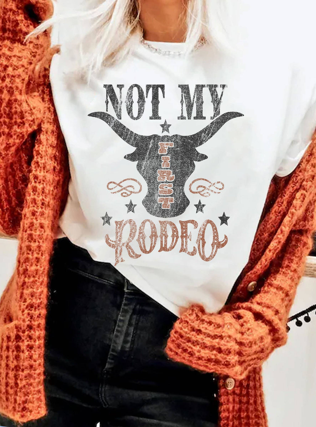 NOT MY FIRST RODEO COW GRAPHIC TSHIRTS