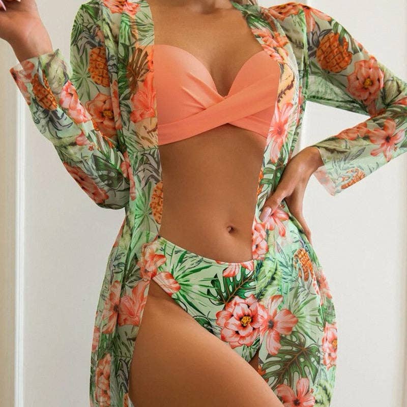 Printed Bikini Set Three Piece