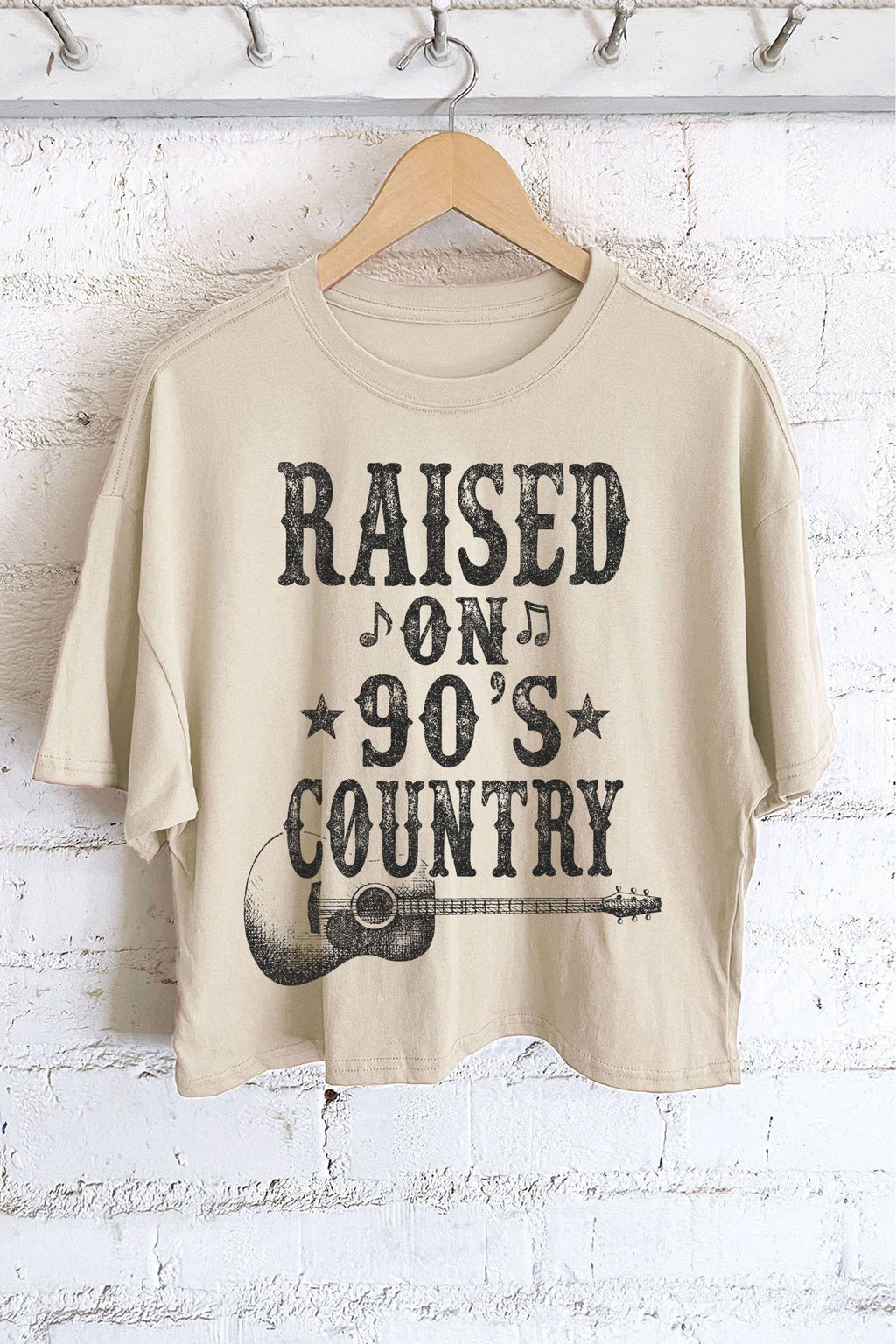 RAISED ON 90'S COUNTRY MUSIC GRAPHIC LONG CROP TOP