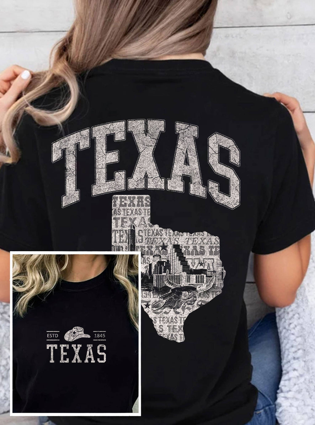 TEXAS STATE FRONT&BACK  GRAPHIC T SHIRTS