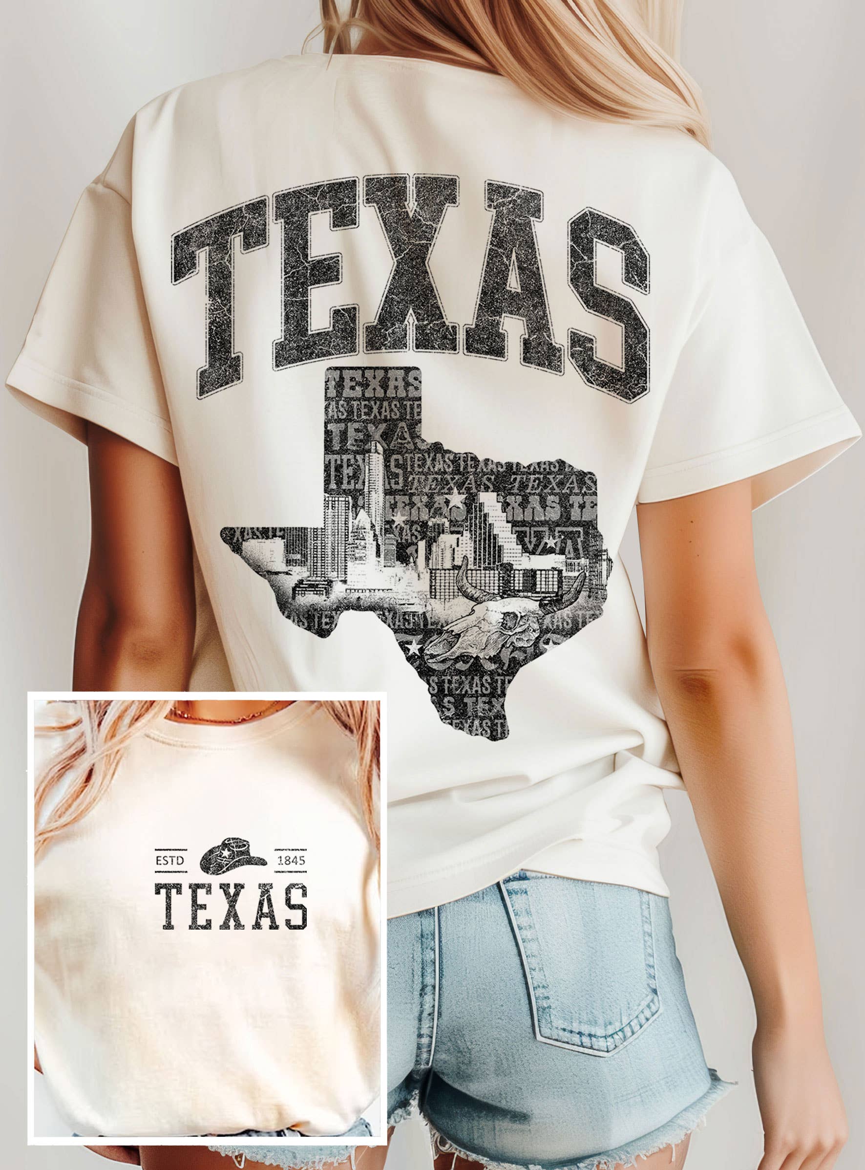 TEXAS STATE FRONT&BACK  GRAPHIC T SHIRTS