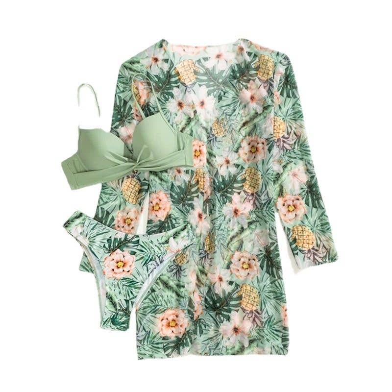 Printed Bikini Set Three Piece