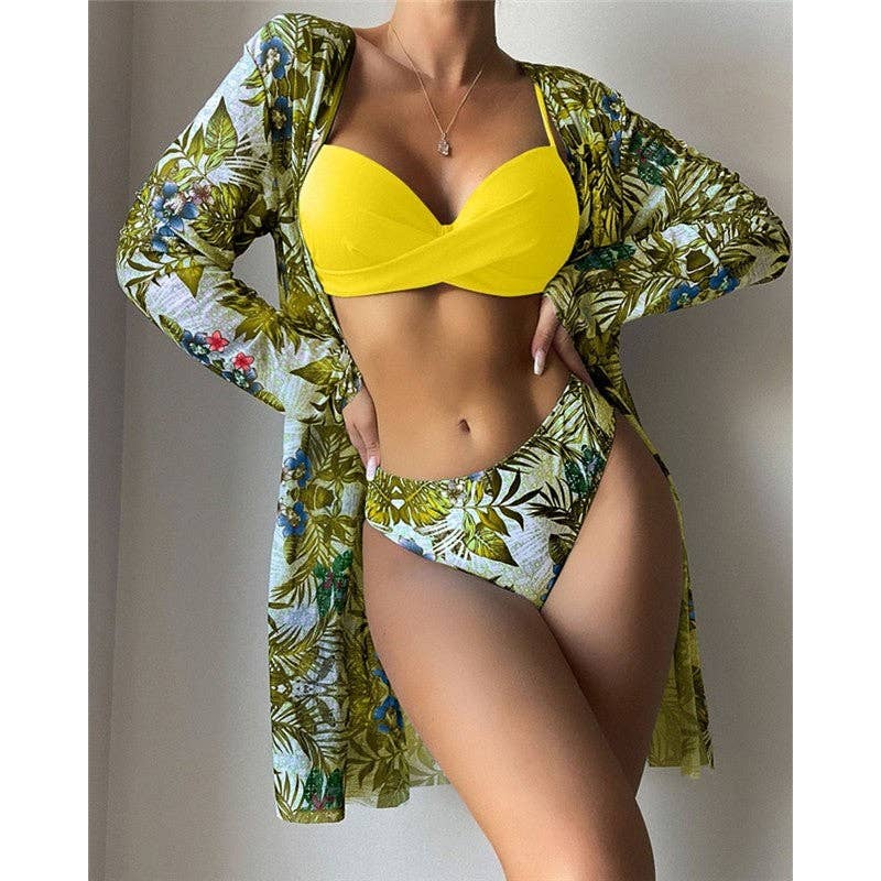 Printed Bikini Set Three Piece