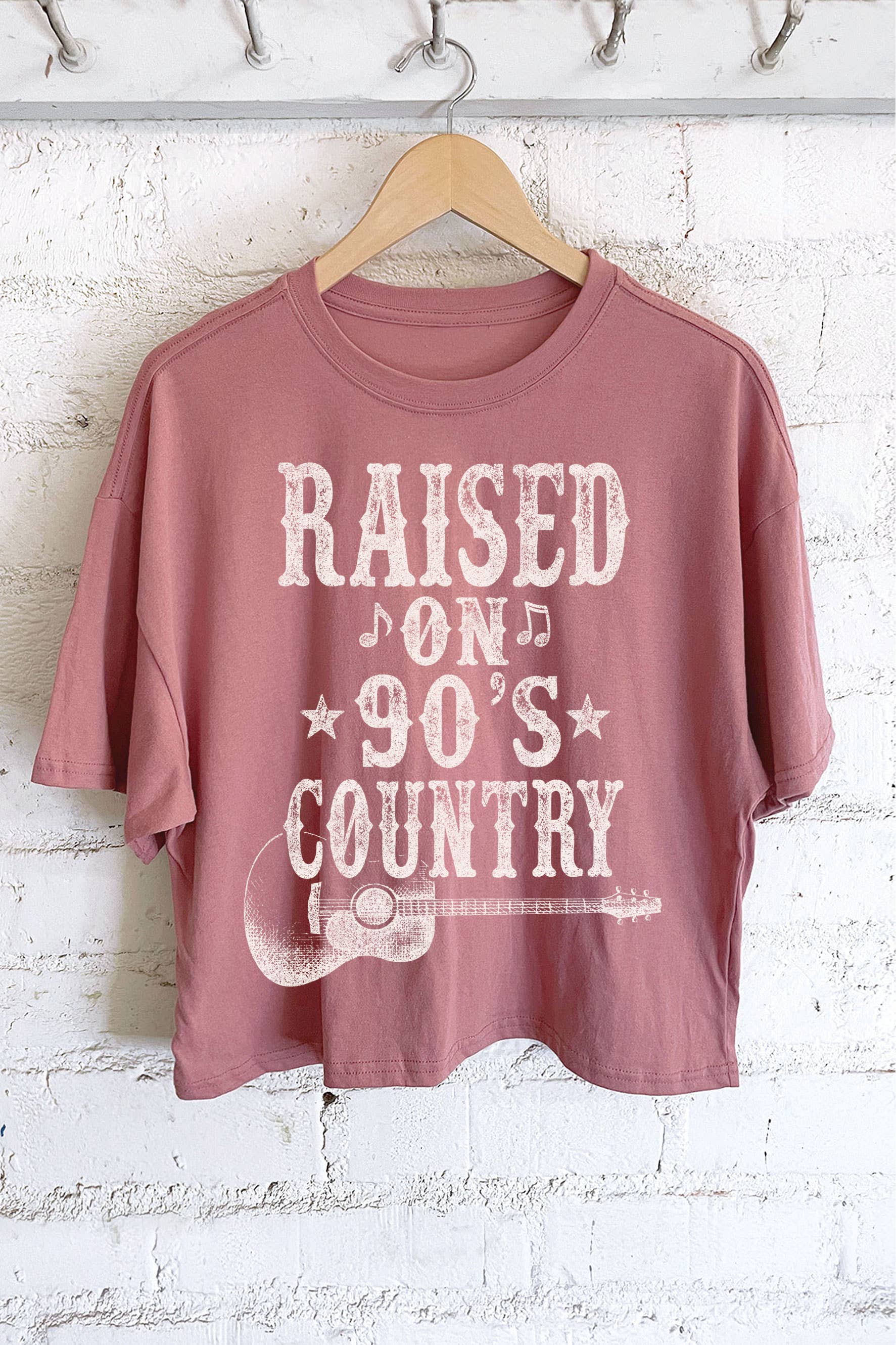 RAISED ON 90'S COUNTRY MUSIC GRAPHIC LONG CROP TOP