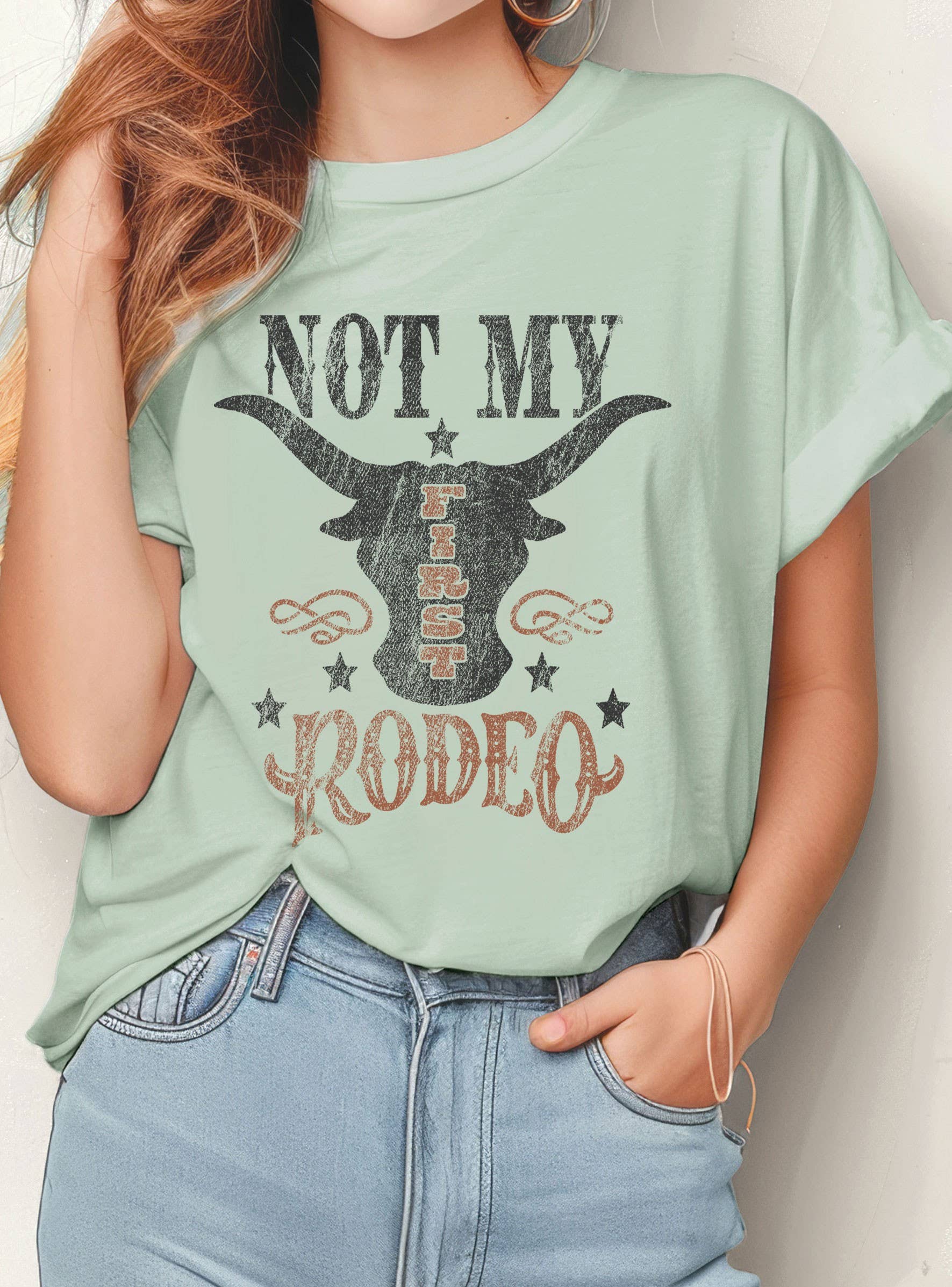 NOT MY FIRST RODEO COW GRAPHIC TSHIRTS