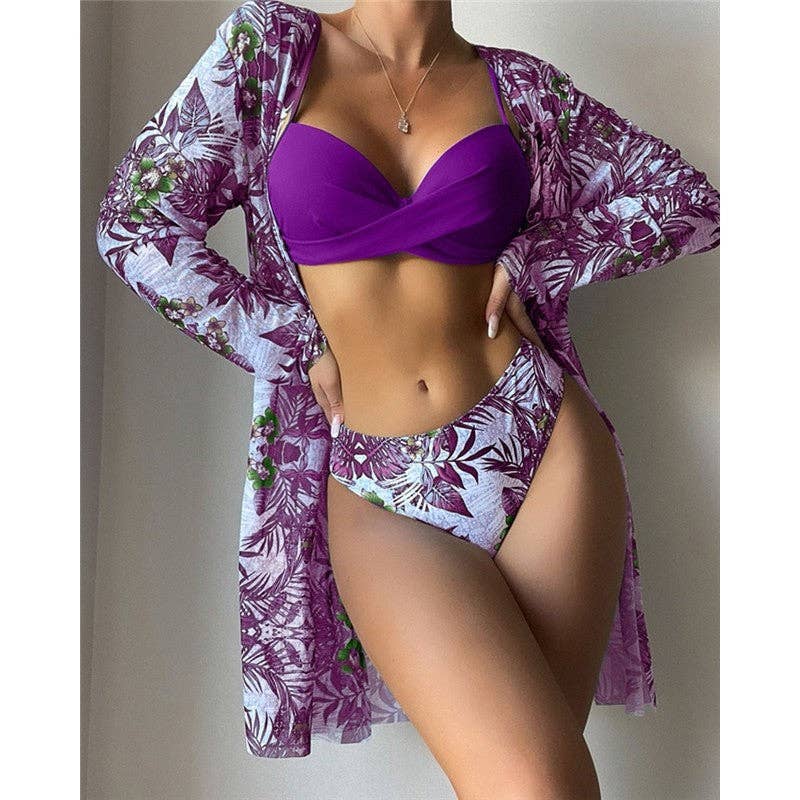 Printed Bikini Set Three Piece
