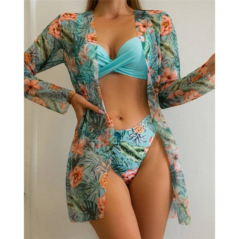 Printed Bikini Set Three Piece