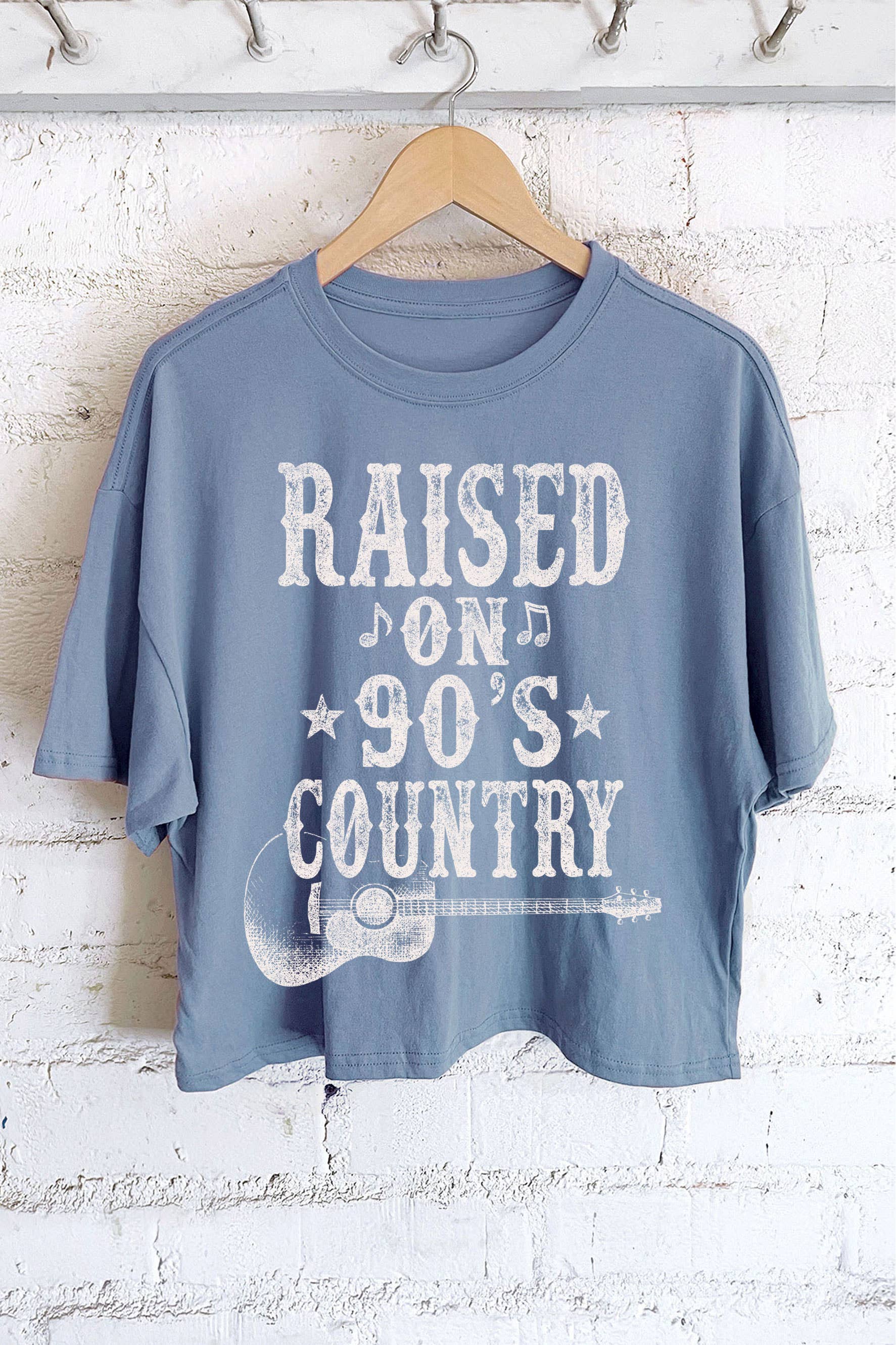RAISED ON 90'S COUNTRY MUSIC GRAPHIC LONG CROP TOP