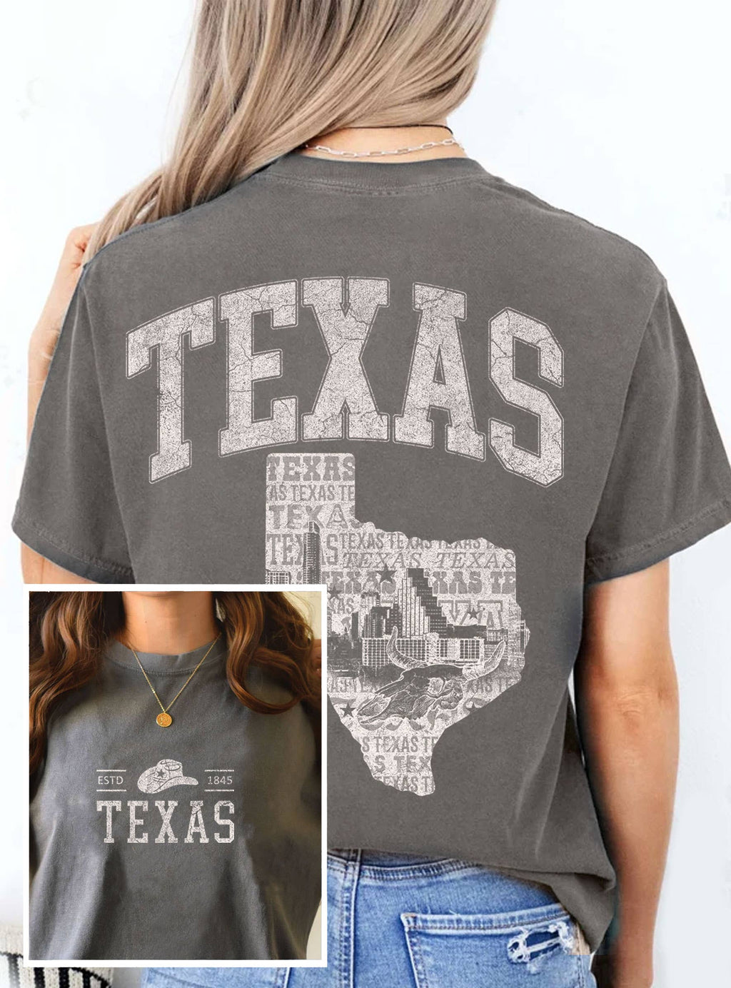 TEXAS STATE FRONT&BACK  GRAPHIC T SHIRTS