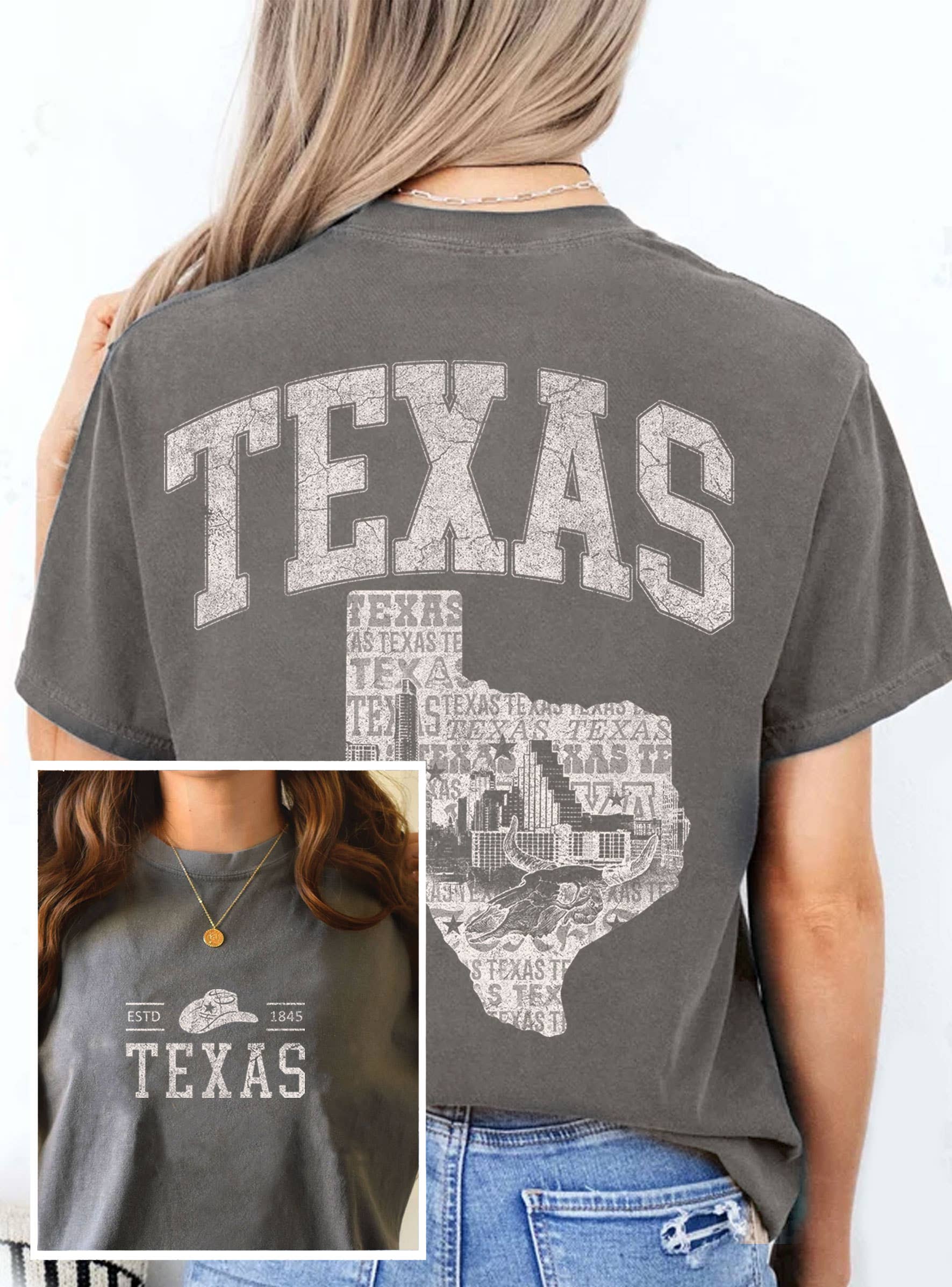 TEXAS STATE FRONT&BACK  GRAPHIC T SHIRTS