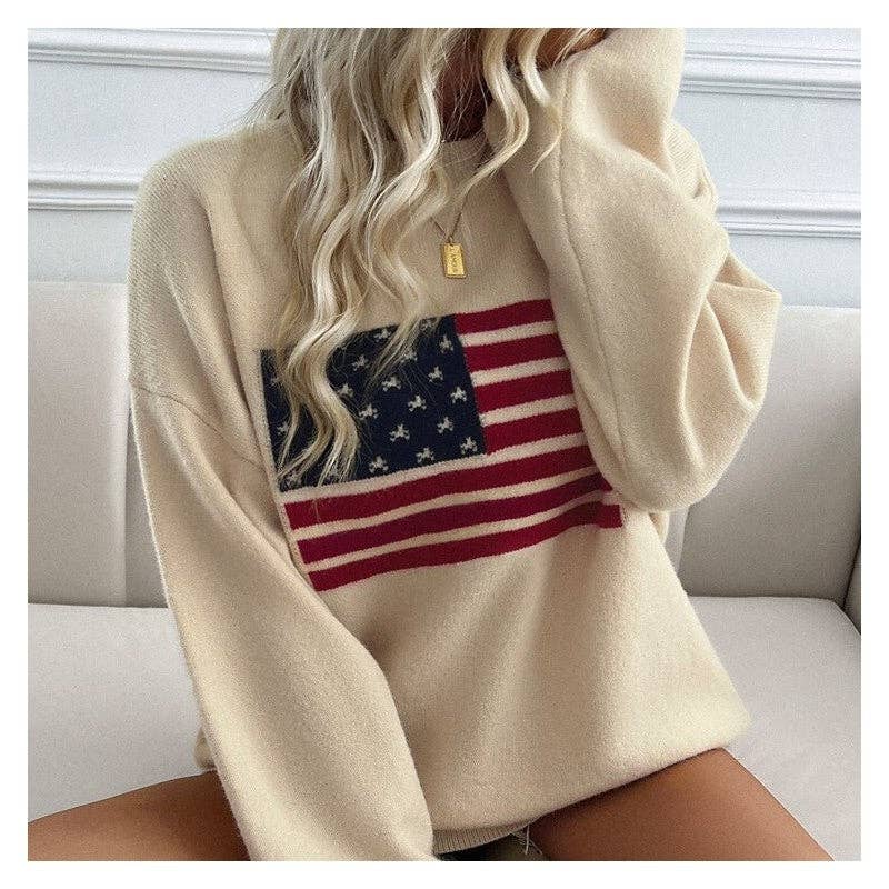 Loose Fit Color Block Casual Pullover Sweater