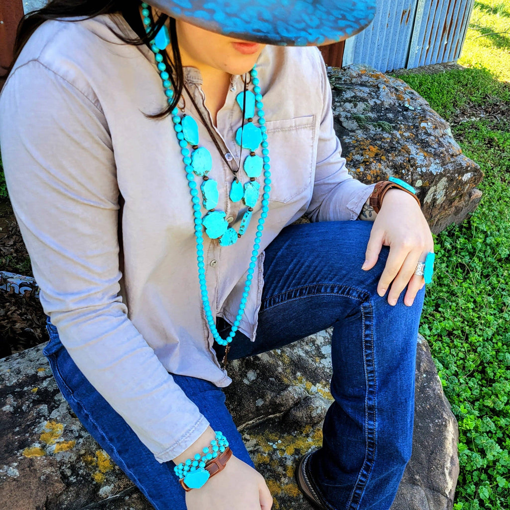 Turquoise Triple Strand Bracelet 804j